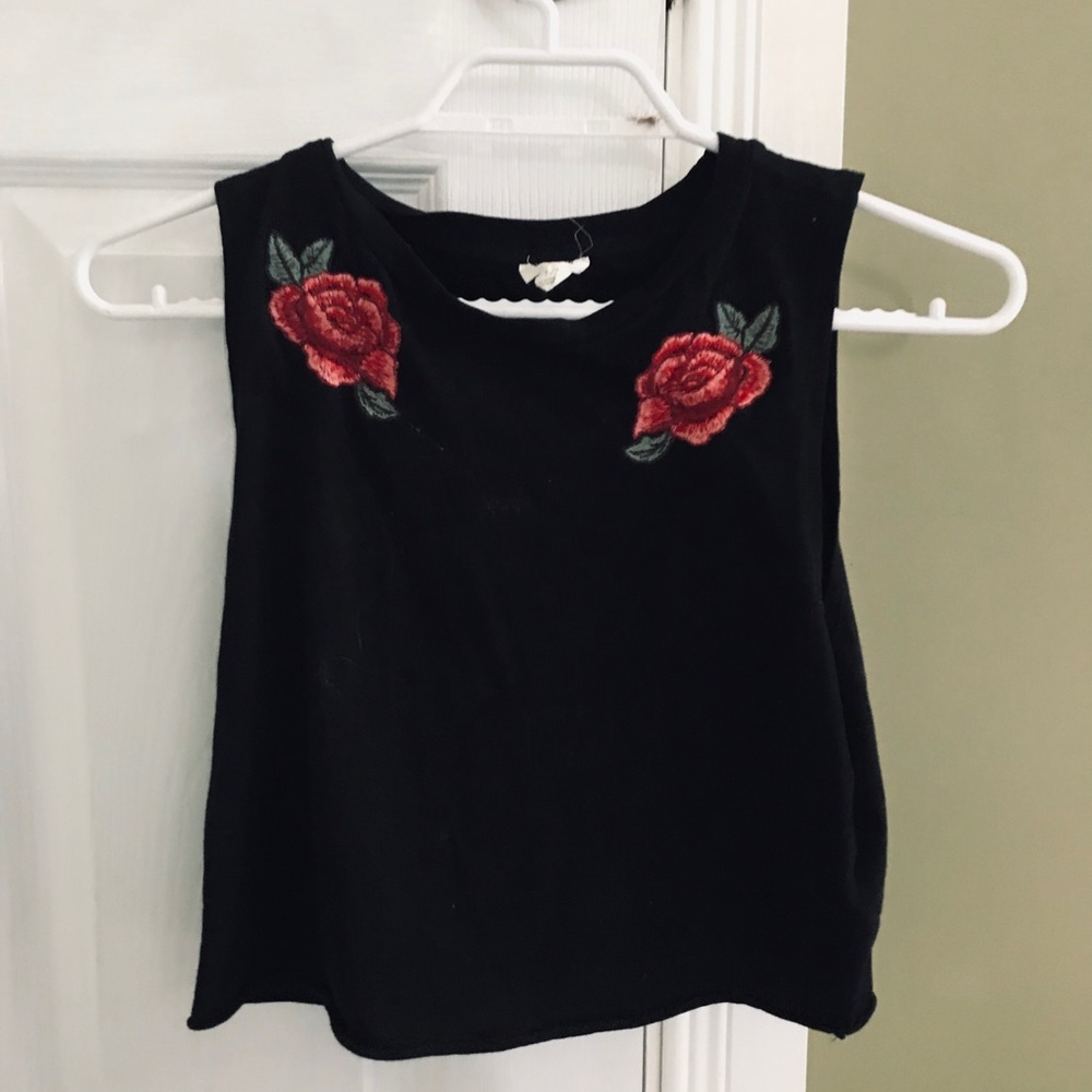Rose Embroidered Crop Top